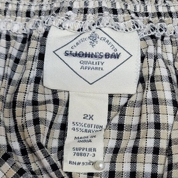St Johns Bay Gingham Checkered Square Neck Puffy long Sleeve Top - NWT - Picture 7 of 8